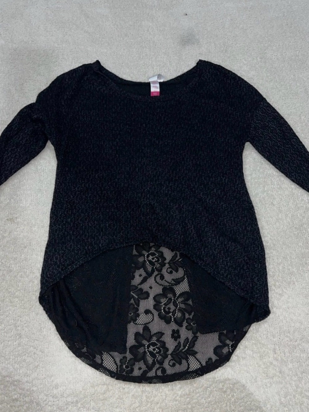 No Boundaries Black Lace High-Low Women's Top